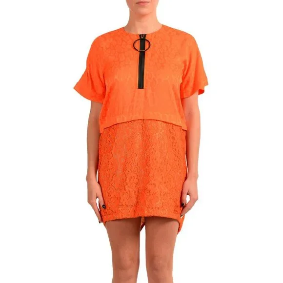 Just Cavalli | Dresses | Just Cavalli Womens Orange Lace Short Sleeve Shift  Dress Us S It 4 | Poshmark